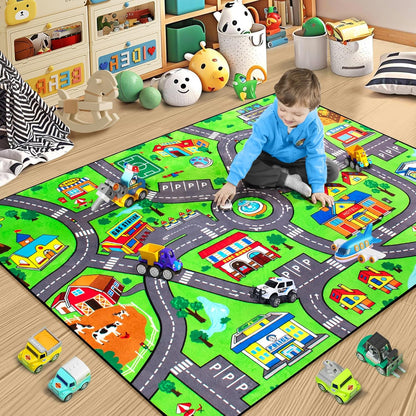 Road Car Rug,City Road Rug for Kids,4x6 Ft Kids Floor Play mat,and Car Carpet Play Mat with