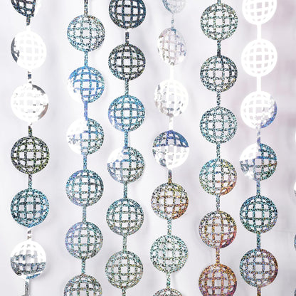 BRAVESHINE Hanging Balls Party Streamers Backdrop - 2 Pack Silver Tinsel Foil Curtain Photo Fringe