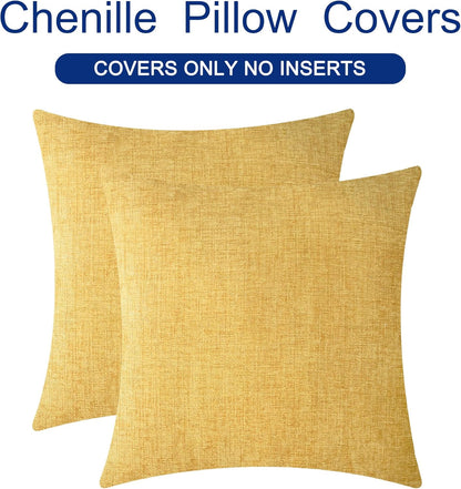CaliTime Throw Pillow Covers Decorative 26 X 26 Inches Pack of 2 Cozy Chenille Cushion Cases for