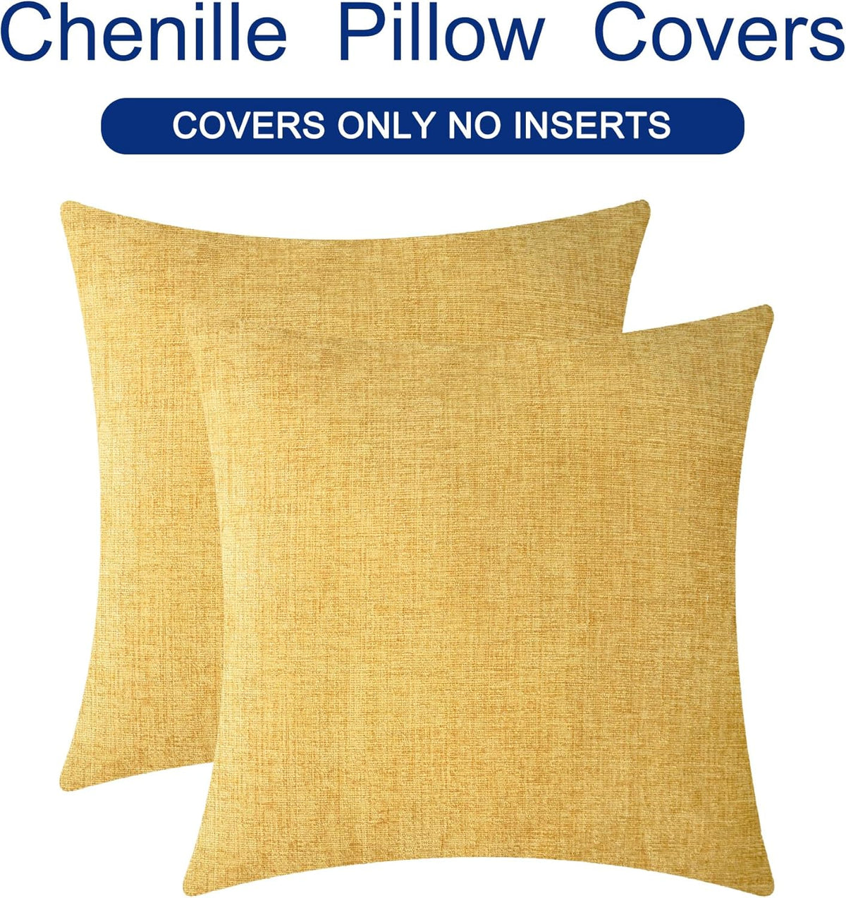 CaliTime Throw Pillow Covers Decorative 16 X 16 Inches Pack of 2 Cozy Soft Chenille Cushion Cases