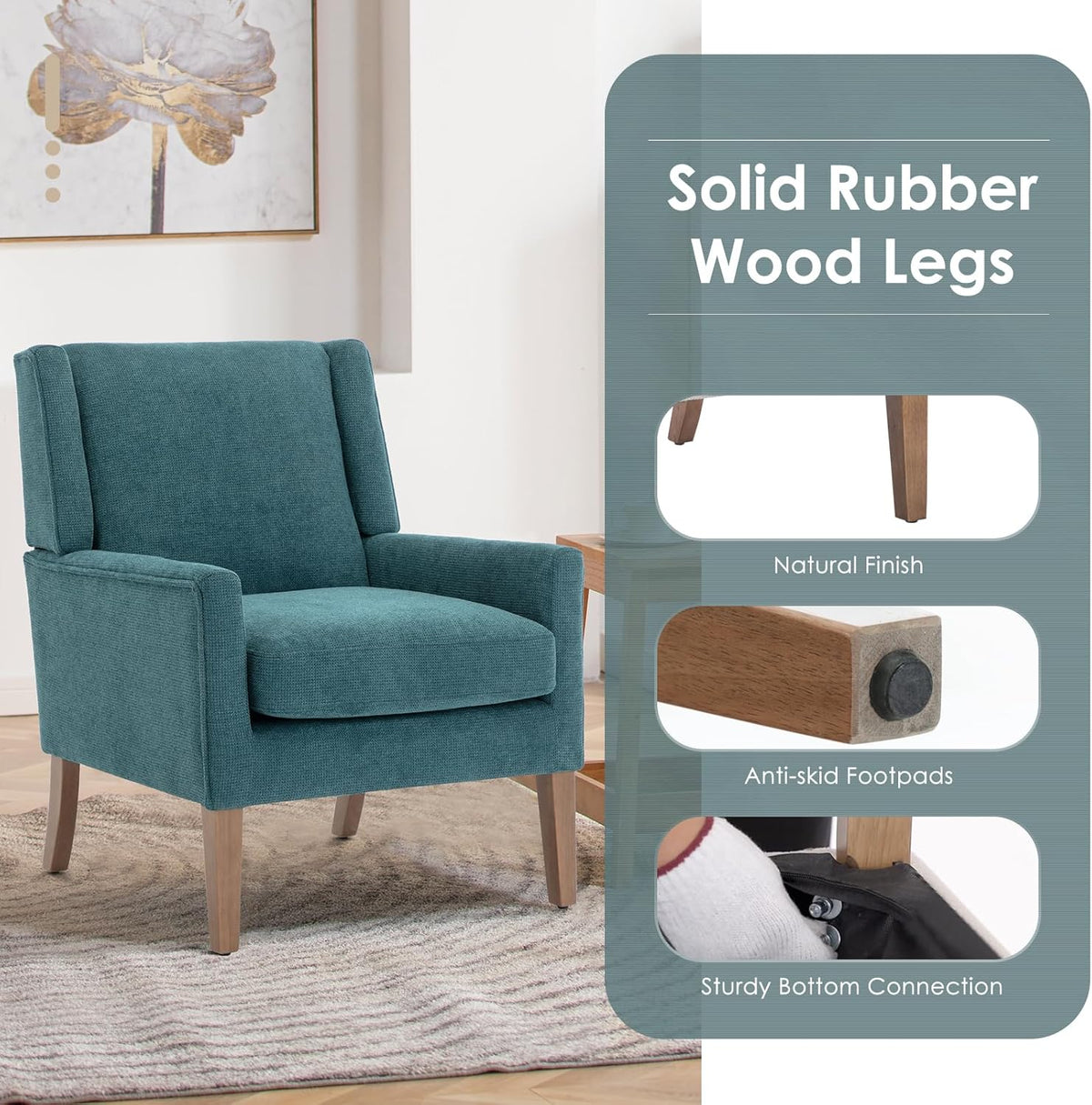 COLAMY Modern Wingback Living Room Chair, Upholstered Fabric Accent Armchair, Single Sofa Chair