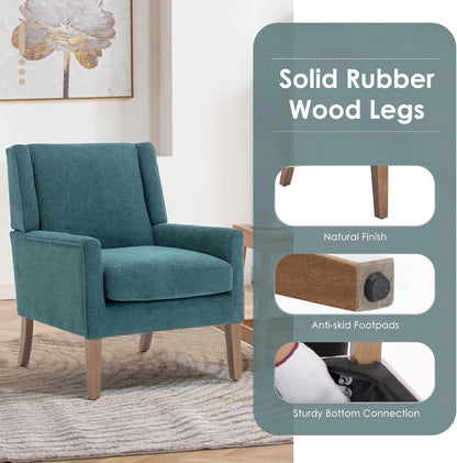 COLAMY Modern Wingback Living Room Chair Set of 2, Upholstered Fabric Accent Armchair, Single Sofa