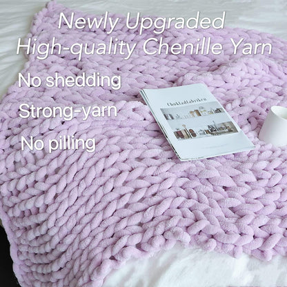 Maetoow Chenille Chunky Knit Blanket Throw (60×80 Inch), Handmade Warm & Cozy Blanket Couch, Bed