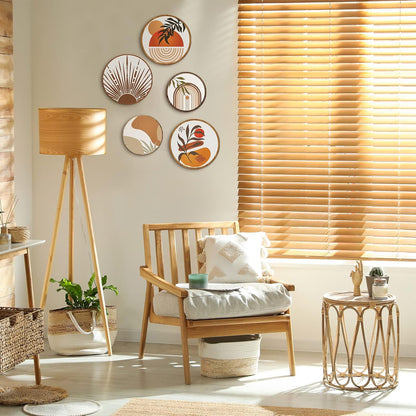 Qunclay 5 Pcs Wall Art Decor Wooden Living Room Wall Decor Bohemian Hanging Farmhouse Geometric
