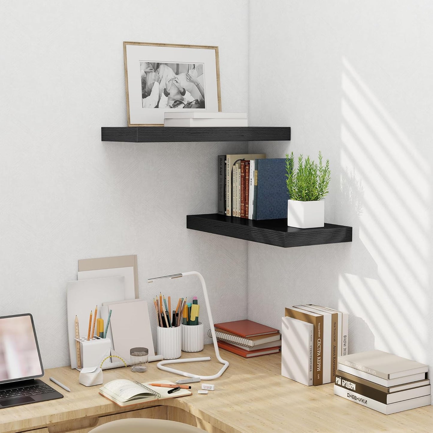 Fun Memories 24 Inch Floating Shelves Wall Mounted, 10 Inch Deep Wall Shelves, 24 x 10 Floating