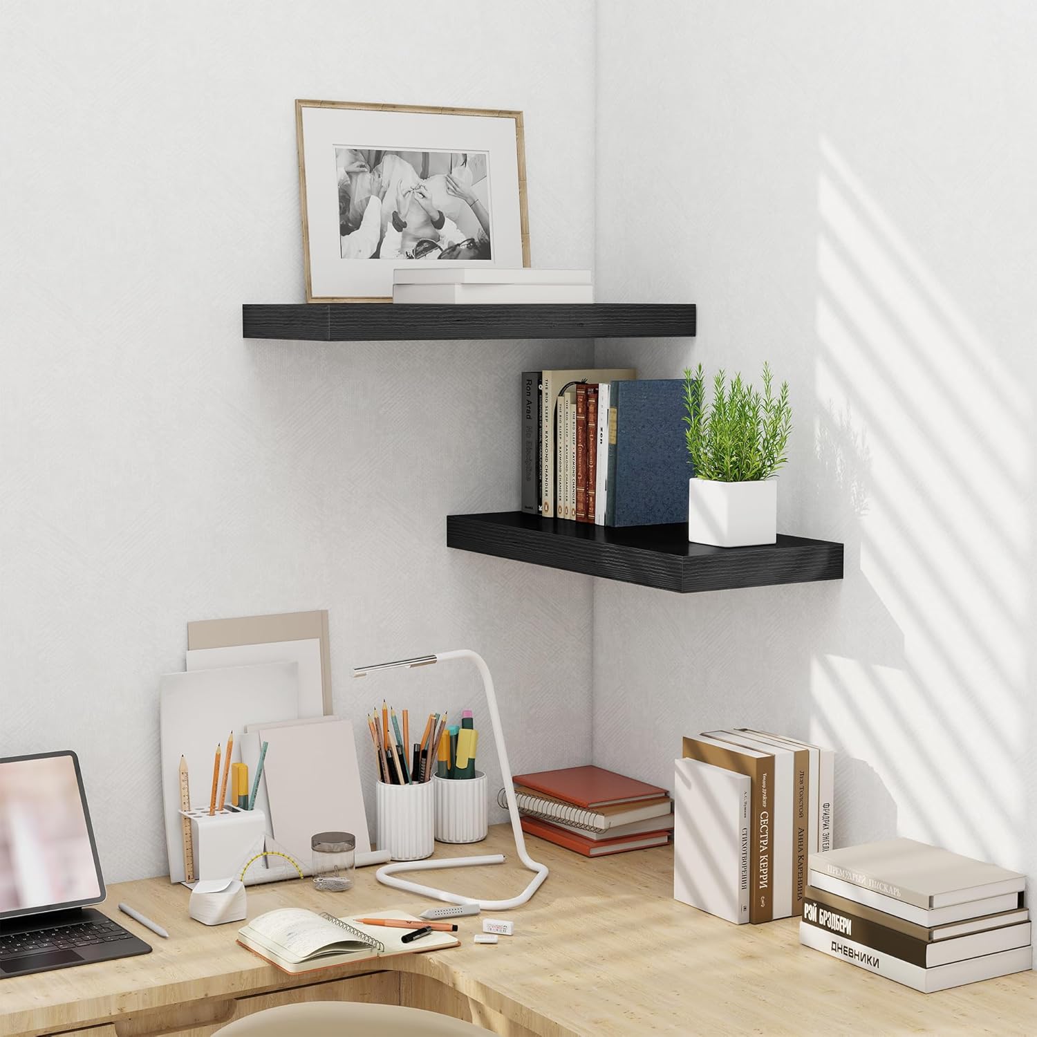 Fun Memories 24 Inch Floating Shelves Wall Mounted, 10 Inch Deep Wall Shelves, 24 x 10 Floating