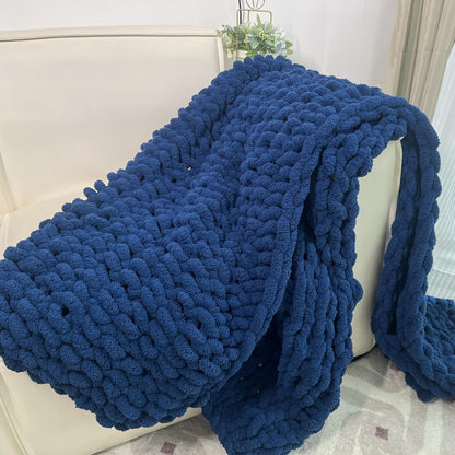 Chunky Knit Blanket Throw 40"x60", Chenille Throw Blankets, Handmade Warm & Cozy Blanket Couch Bed