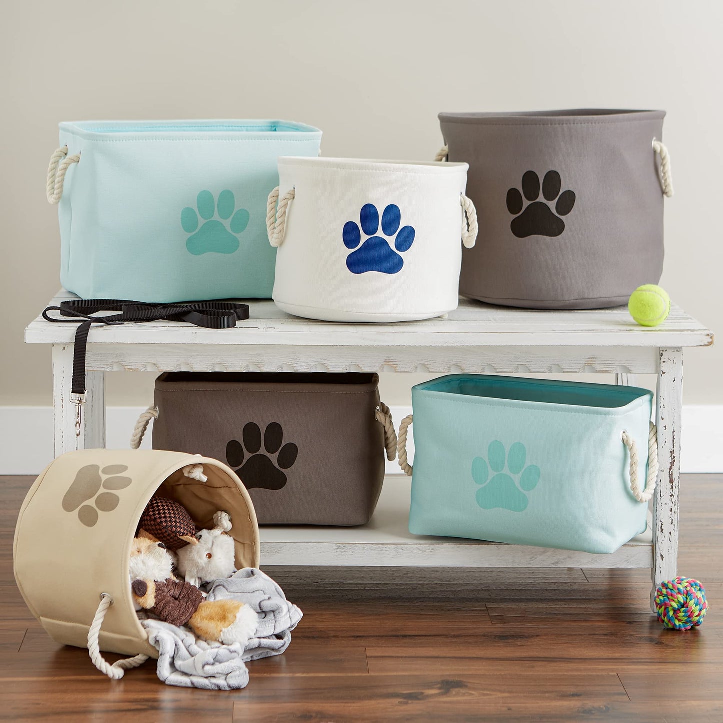 Bone Dry Pet Storage Collection Collapsible Bin, Small Round, Gray