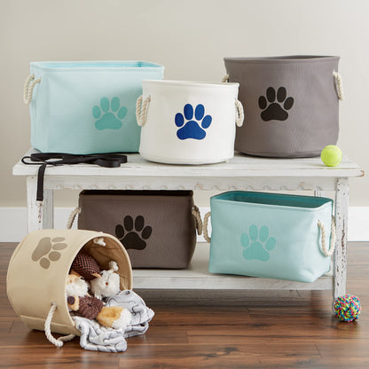 Bone Dry Pet Storage Collection Collapsible Bin, Small Round, Gray