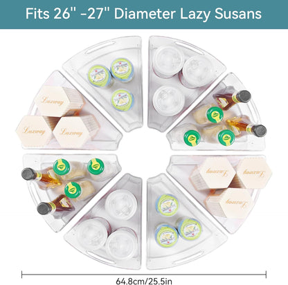 Oubonun Lazy Susan Organizers Set of 8, 10.2”x 9.4”x 4” Plastic Transparent Kitchen Cabinet Storage
