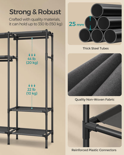 SONGMICS Clothes Rack,72 Inch Large Capacity Portable Closet, Heavy Duty Wardrobe Closet Organizer