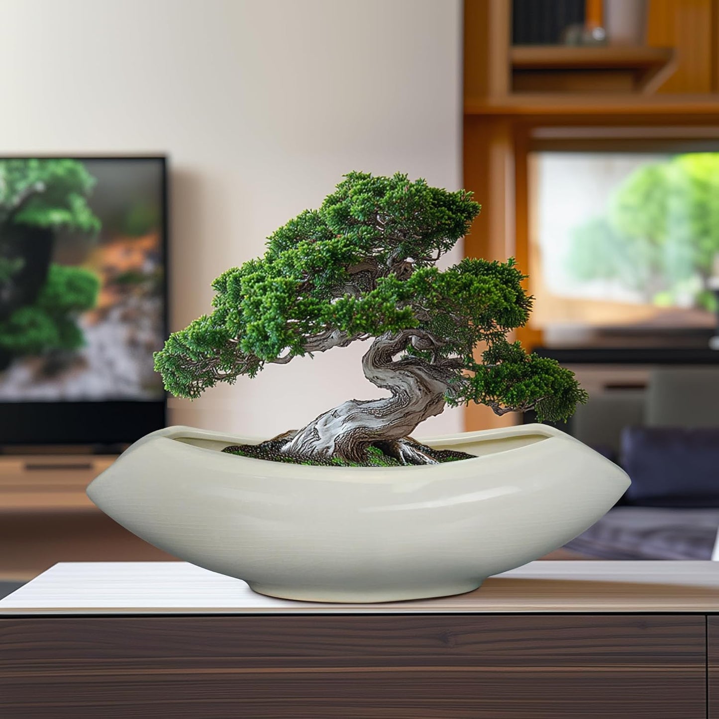 Bonsai Pots 18 Inch - Ceramic Succulent Pots with Drainage Hole Decorative Plant Pot Indoor Large