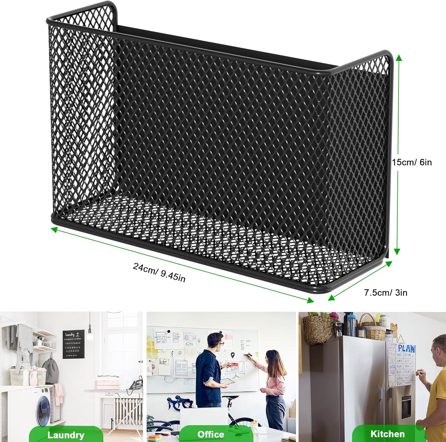 Magnetic Baskets Shelf Bins Organizer Holder Storage Rack Containers for Fridge, Whiteboard, Locker