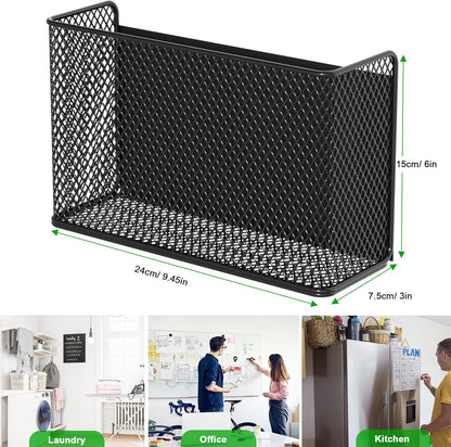 Magnetic Baskets Shelf Bins Organizer Holder Storage Rack Containers for Fridge, Whiteboard, Locker