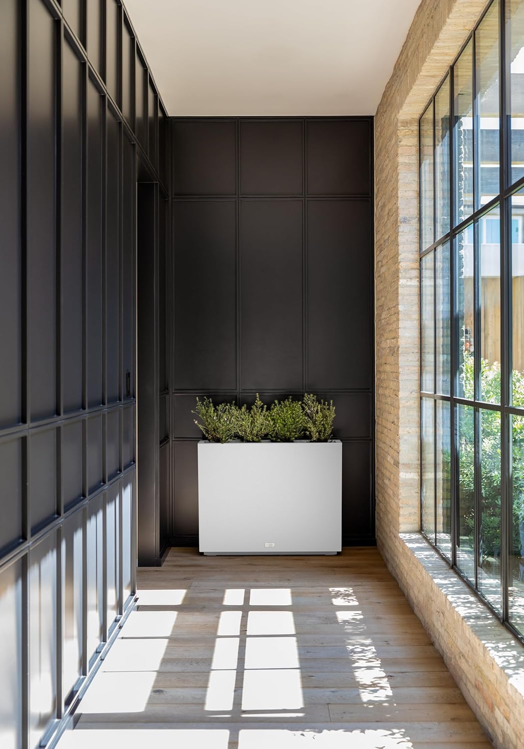 Veradek Block Series Span Plastic Planter - Tall Rectangular Planter for Indoor or Outdoor