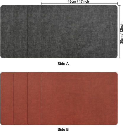 Myir JUN Dual Sided Faux Leather Placemats Set of 4 for Indoor Outdoor Dining Tables, Square