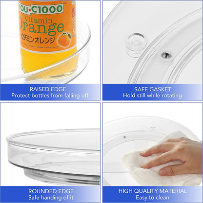 URALFA 2-Pack Lazy Susan Cabinet Organizer, Plastic Rotating Round Lazy Susan Turntable for