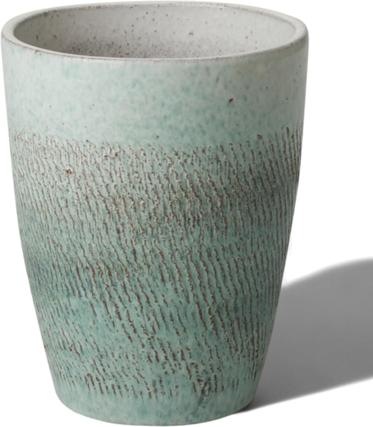 Emissary Bullet 9.5 in. Coastal Splash Ceramic Round Planter (9.5 in. L x 9.5 in. W x 12 in. H)