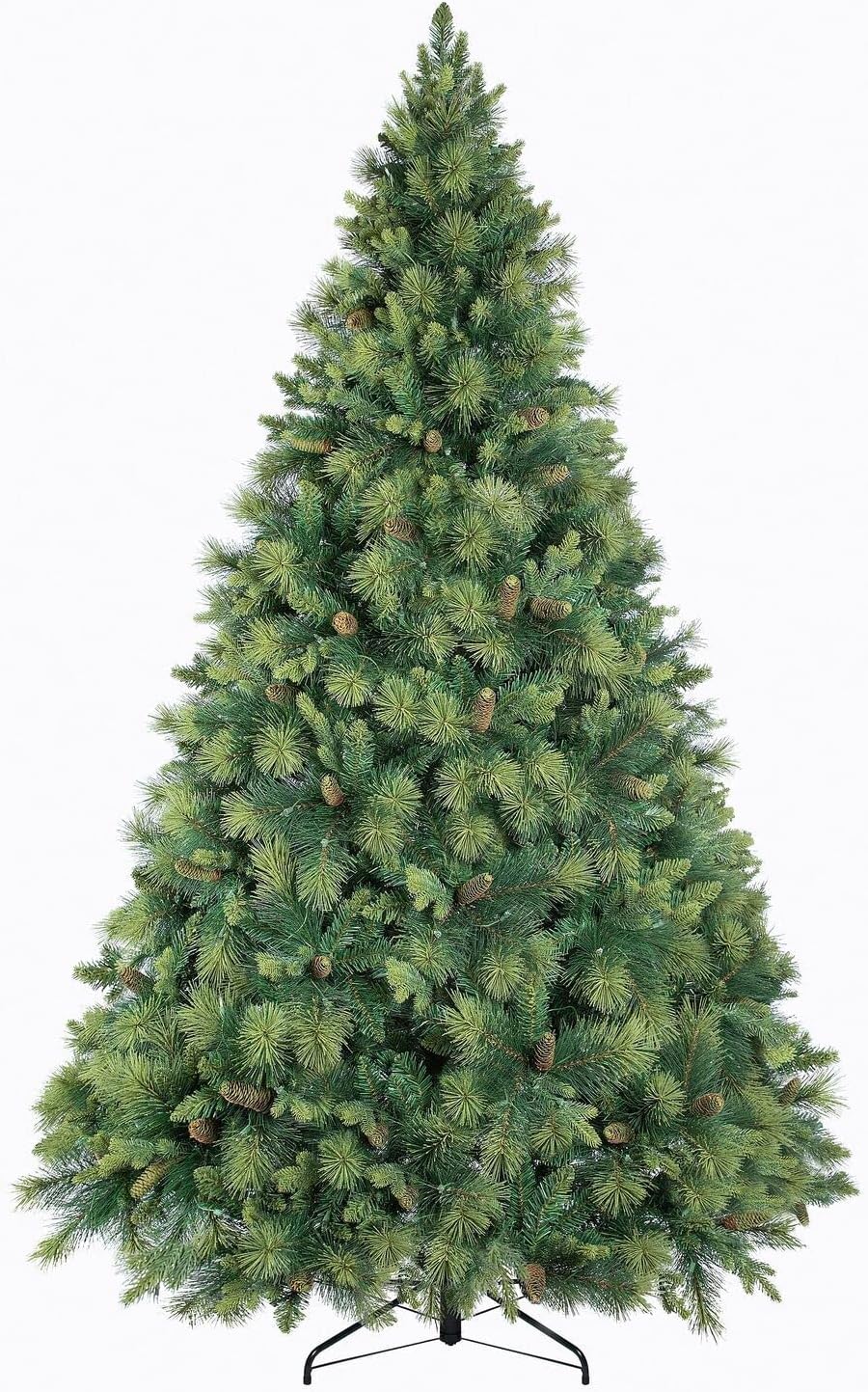 Naomi Home Vail 7.5ft Prelit Artificial Christmas Tree with Pine Cones, Foot Pedal, 1556 Branch