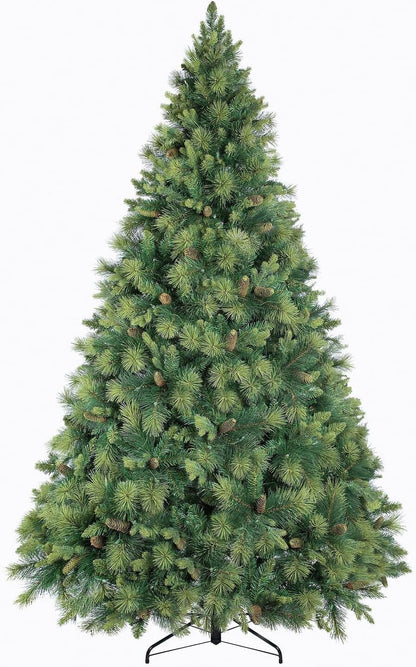Naomi Home Vail 7.5ft Prelit Artificial Christmas Tree with Pine Cones, Foot Pedal, 1556 Branch