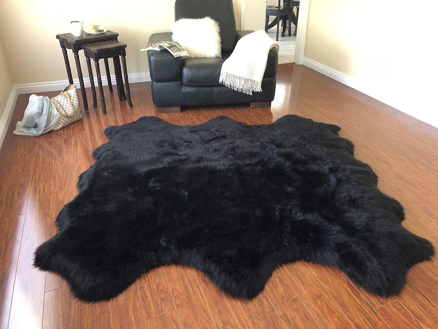LAMBZY Faux Sheepskin Hypoallergenic Free Shape Silky Shag Rug, Luxury Shaggy Silky Plush Carpet