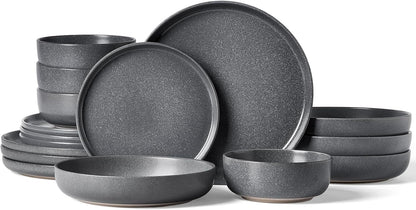 Famiware Milkyway Stoneware Dinnerware Sets with Pasta Bowls, Service for 4 (16 Pieces), Reactive