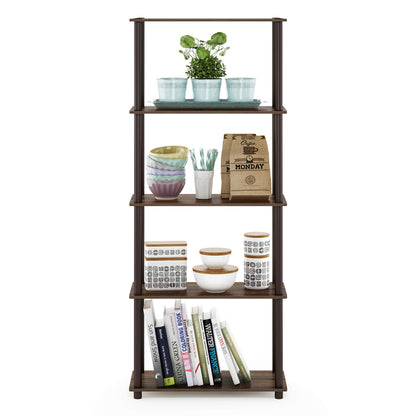 Furinno TURN-N-TUBE Storage Shelves, 5-Tier Book Shelf, Corner Shelf, Toolless Open Shelves, for