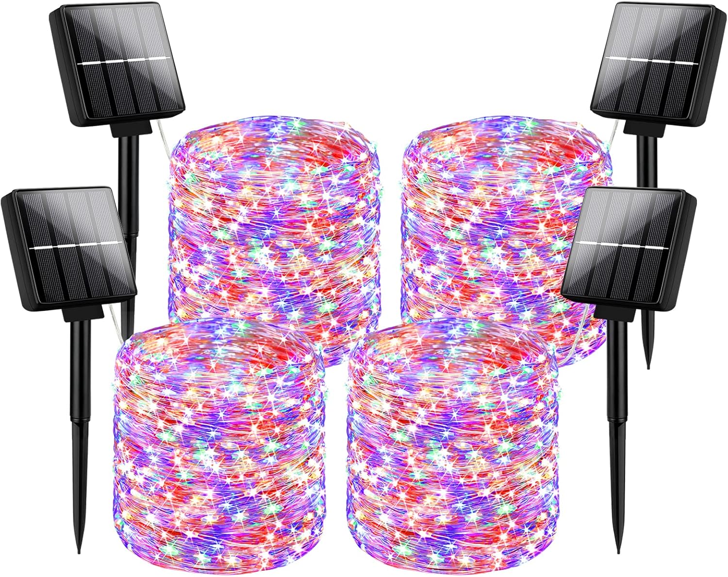 Brightever 4-Pack Solar Outdoor String Lights 288FT, Each 72FT 200 LED Solar Powered Multicolored