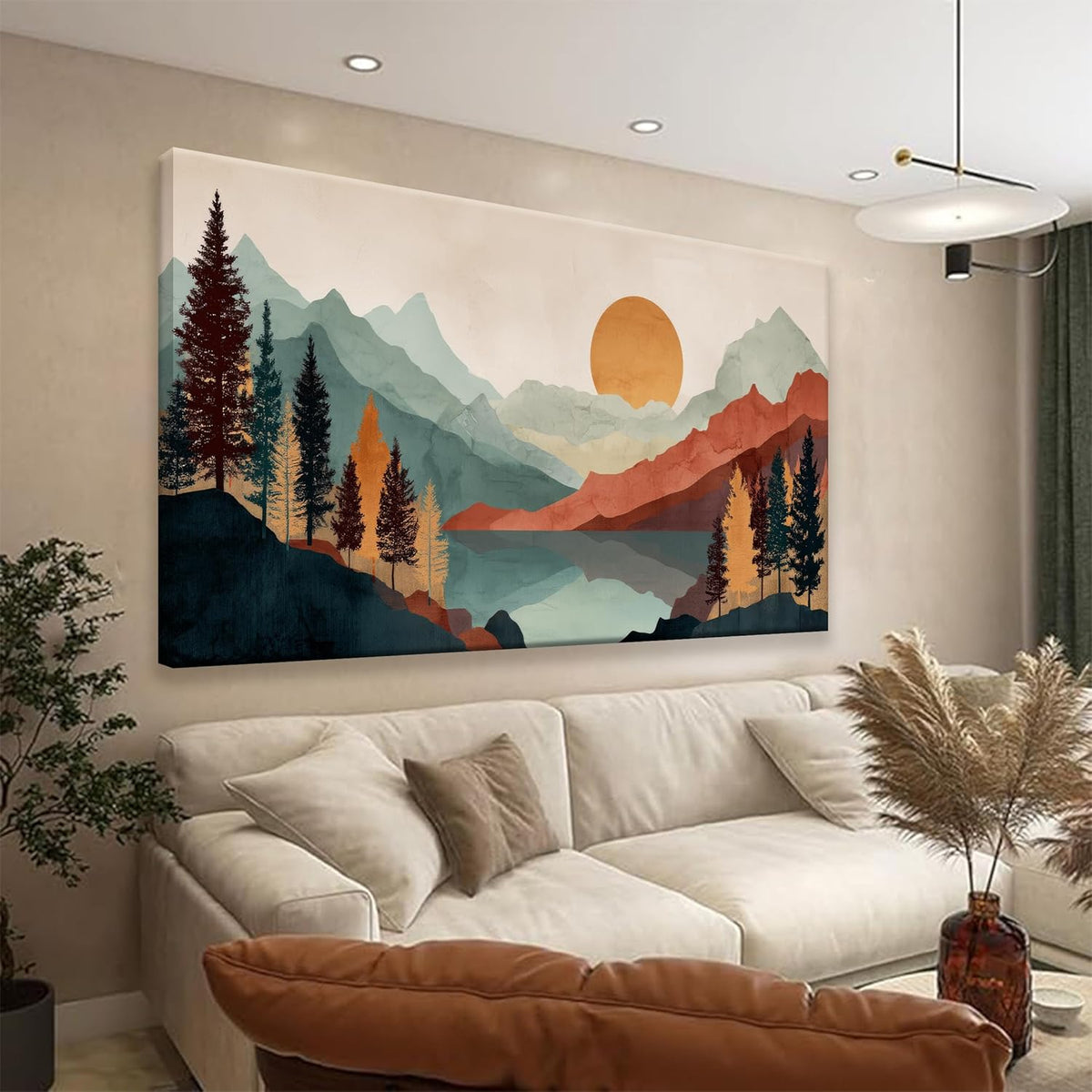 Tsomzxng Mountain Abstract Boho Wall Art For Living Room Modern Canvas Art Wall Decor Colorful Wall