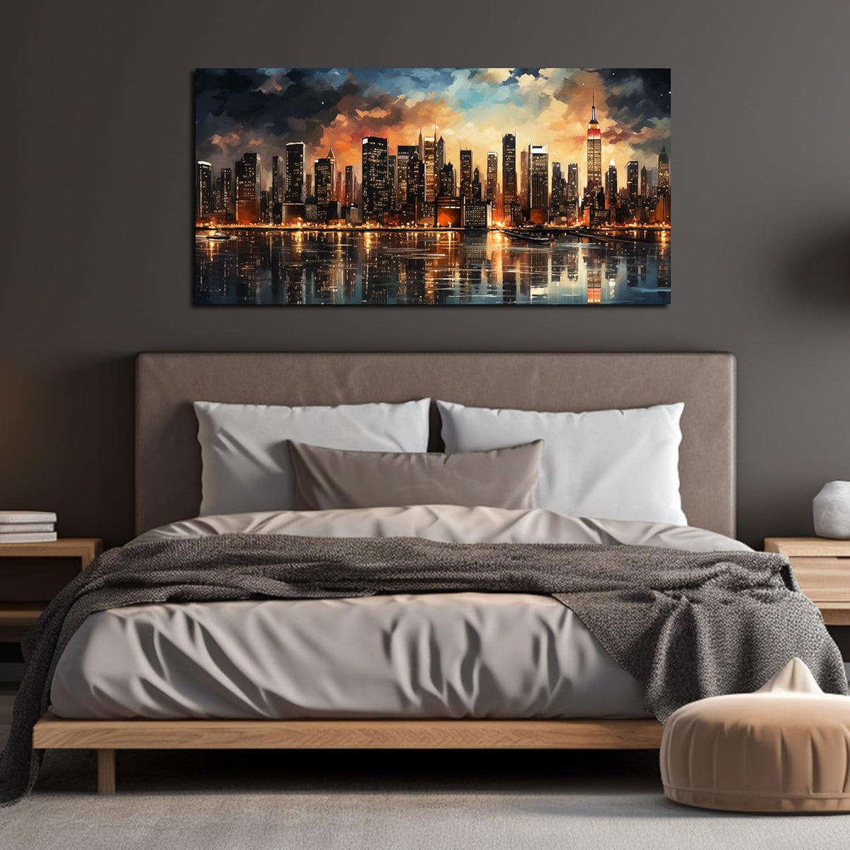 New York Skyline Wall Art for Living Room Modern Canvas Wall Art for Bedroom Above Bed Large Art