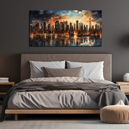 New York Skyline Wall Art for Living Room Modern Canvas Wall Art for Bedroom Above Bed Large Art