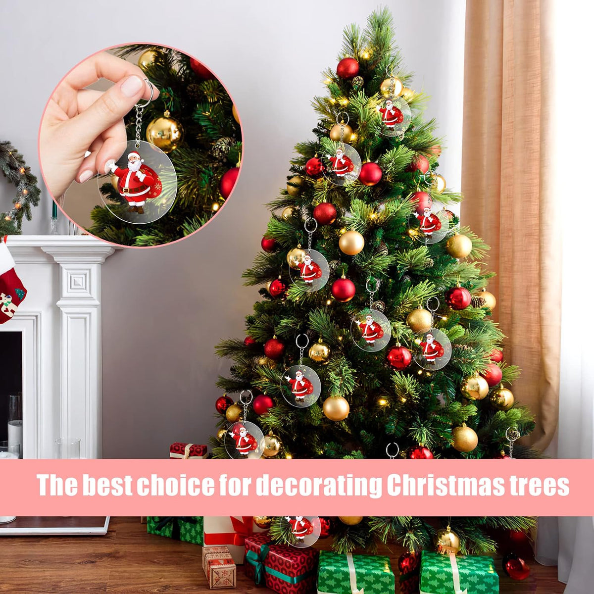 4 Inch Round Acrylic Blanks Ornament 20 Pcs Clear Acrylic Disc Circle with Holes Clear Christmas