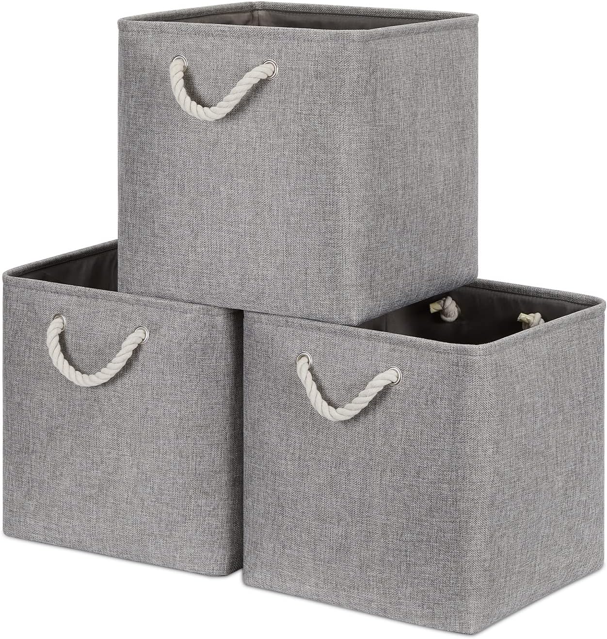 Bidtakay Grey Baskets Foldable Storage Cube Bins 13x13x13 Cube Storage Organizer Closet Set of 3