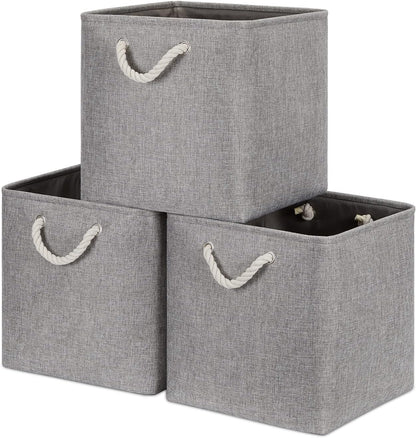 Bidtakay Grey Baskets Foldable Storage Cube Bins 13x13x13 Cube Storage Organizer Closet Set of 3