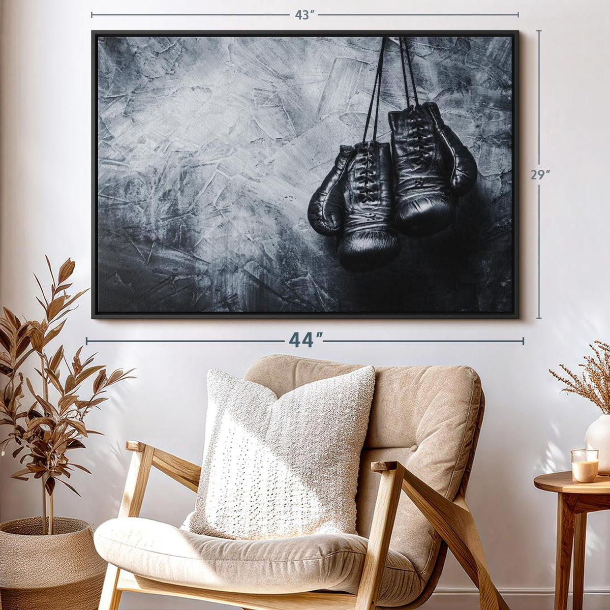ElephantStock Boxing Gloves Wall Art - Horizontal Framed Canvas - 1-Piece Living Room Wall Decor