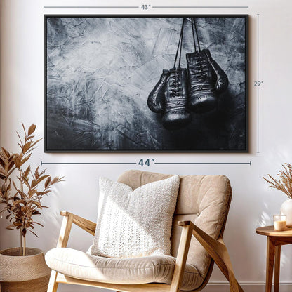ElephantStock Boxing Gloves Wall Art - Horizontal Framed Canvas - 1-Piece Living Room Wall Decor