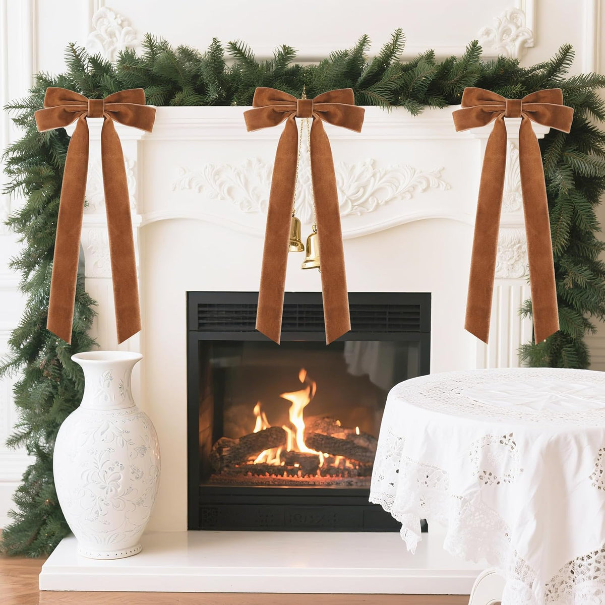 Senjie Velvet Large Christmas Bows for Staircase Garland Wreath, 20in x 8in Vintage Ribbon Bows