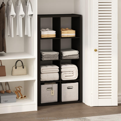Furinno Cubic Extra Thick 8-Cube Closet Organizers and Storage, Dark Oak