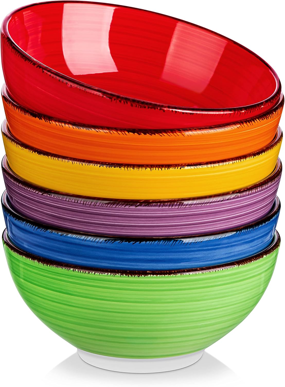 vancasso Bonita Cereal Bowls Set of 6-27 Oz Ceramic Soup Bowls, Microwave & Dishwasher Safe, 6 Inch