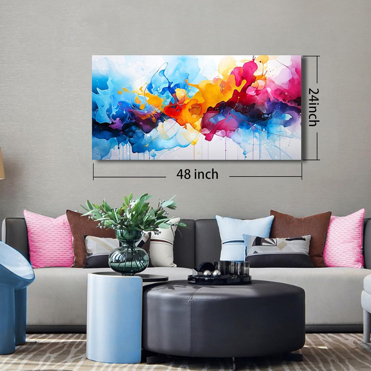 Alsingbago Large Colorful Abstract Canvas Wall Art for Living Room Bedroom Home Office Modern Wall