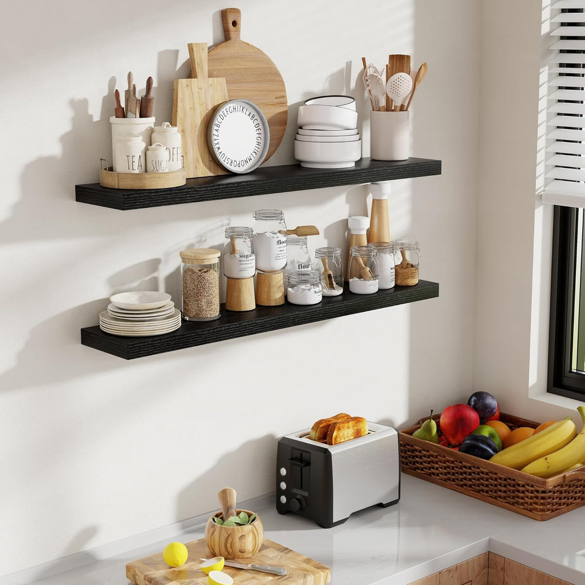 40 Inch Floating Shelves, 8 Inch Deep Floating Shelves for Wall, Hanging Shelf with Invisible