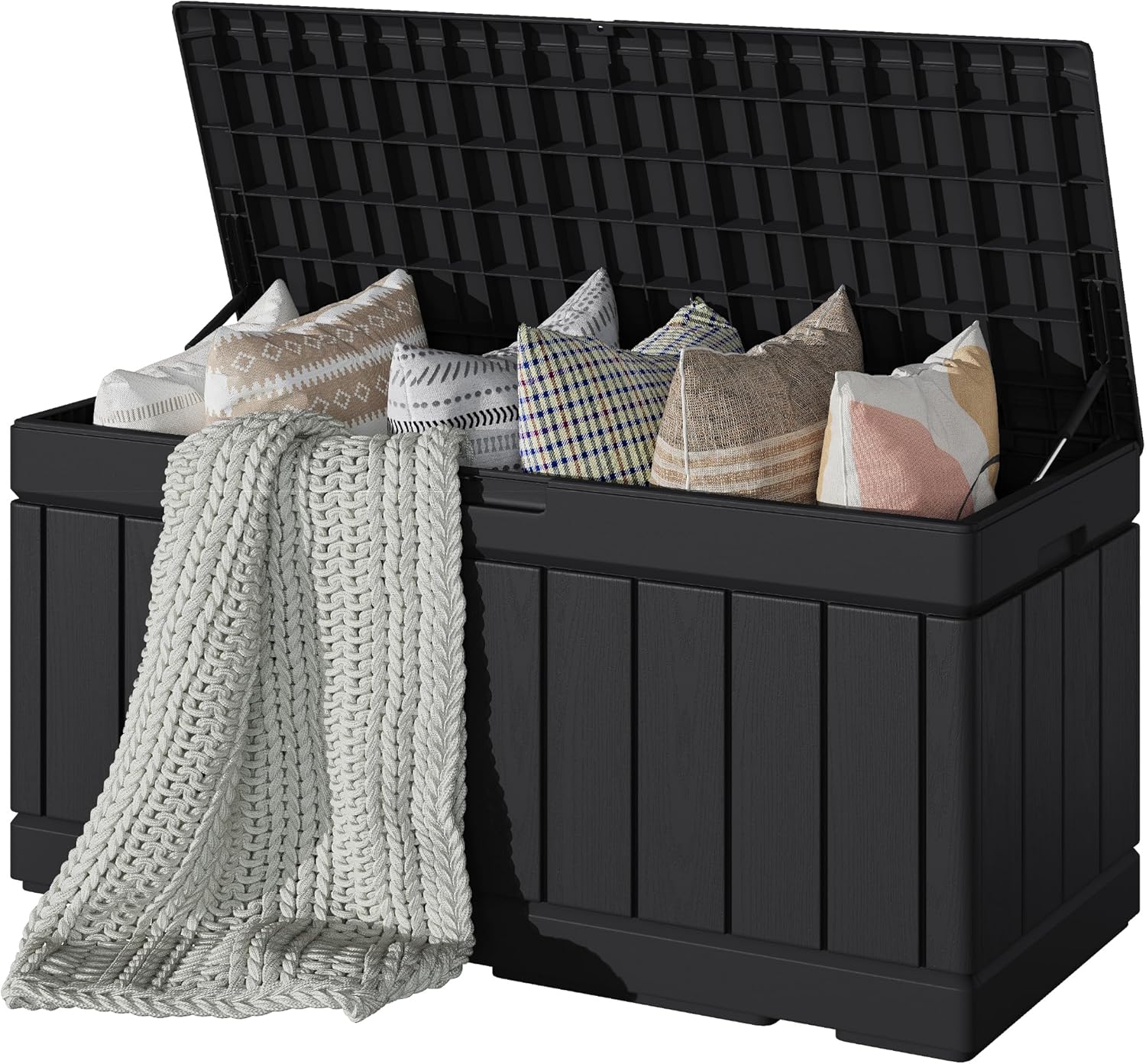 Devoko 80 Gallon Deck Box, Waterproof Resin Outdoor Storage Box for Outside and Patio, Outdoor