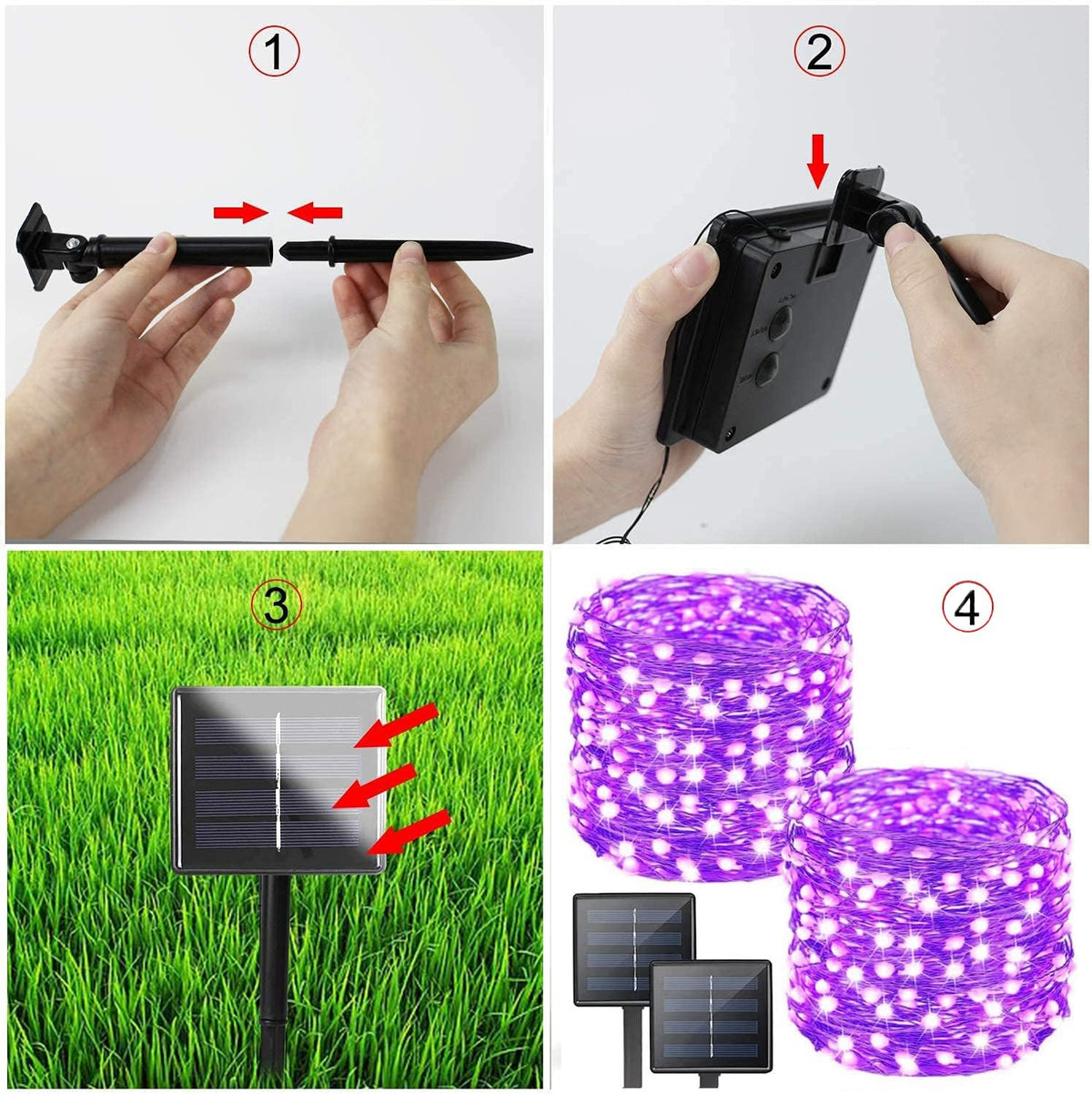 Purple Halloween Solar String Lights Outdoor, 2-Pack 80FT 200LED Solar Twinkle Light Waterproof