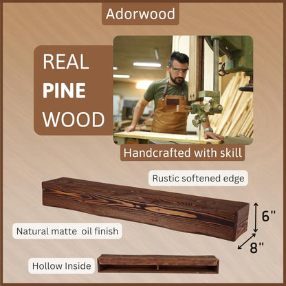 Handmade Fireplace Mantel Shelf 48", Extra Wide Rustic Wood Mantles for Over Fireplace, Wall