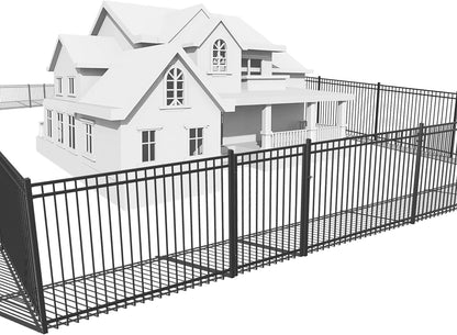 Fencer Wire 100FT Heavy Duty Flat Top Fence Barrier Kit, Anti-Rust Metal Steel Fence with 6FT