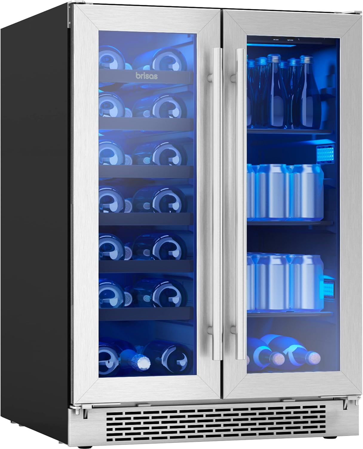 Zephyr Brisas 24 Inch Wine Fridge Dual Zone Under Counter Countertop Wine and Beverage Cooler