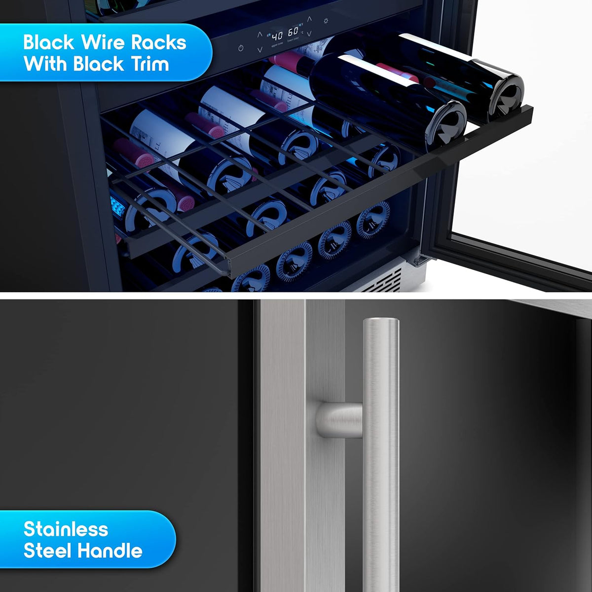 Zephyr BWN24C02AG Brisas 24 Inch Wide 46 Bottle Capacity Built-In or Freestanding Wine Cooler with