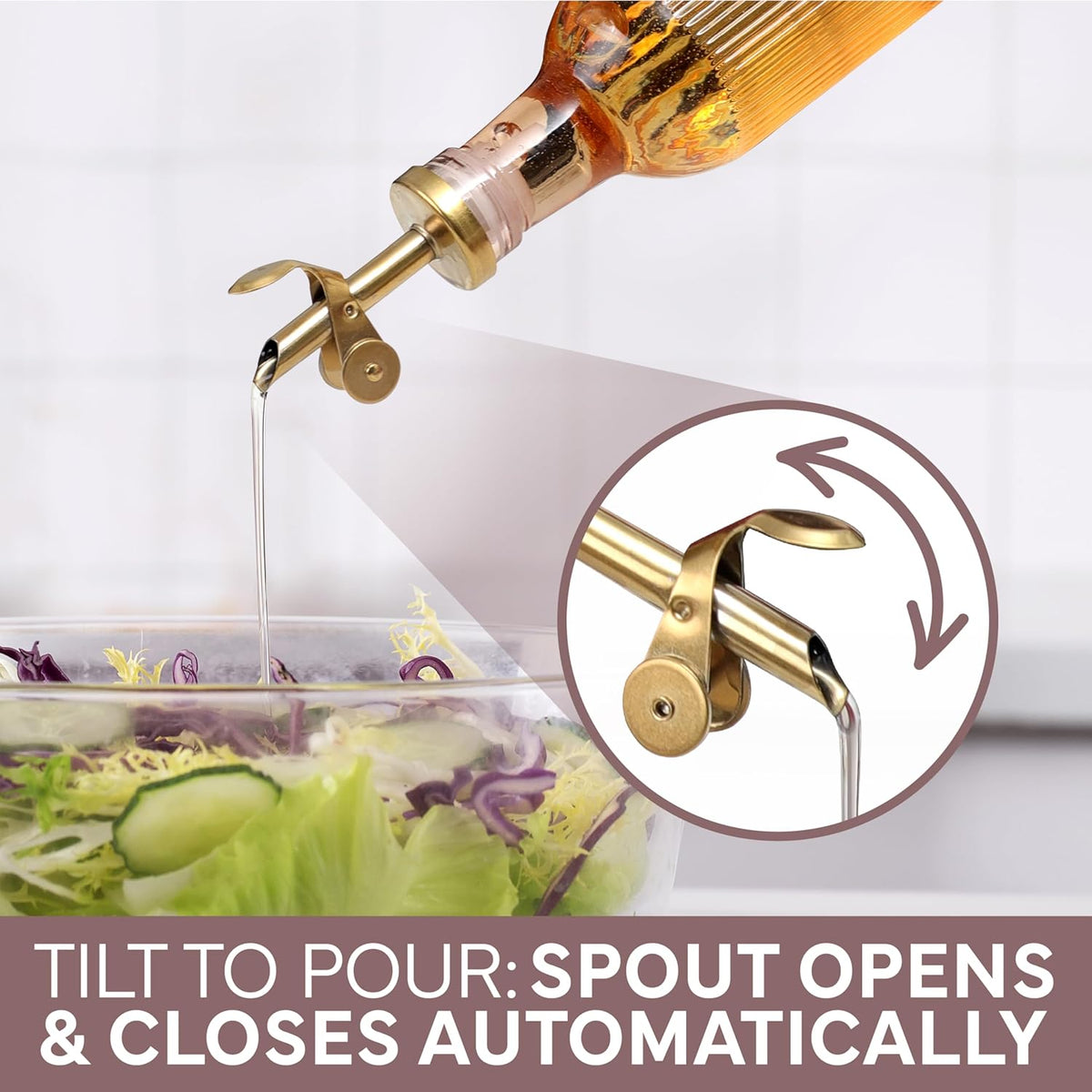 COOK WITH COLOR Glass Olive Oil Dispenser Bottle - 2 Pack, 17 oz Cruet - Elegant Carafe Decanter
