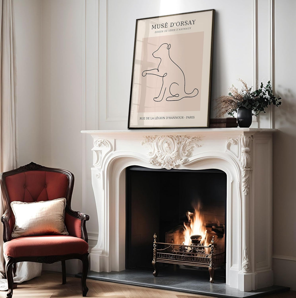Poster Master Vintage Poster - Retro One Line Dog Drawing Print - Dog Art - Minimal Gift for Men