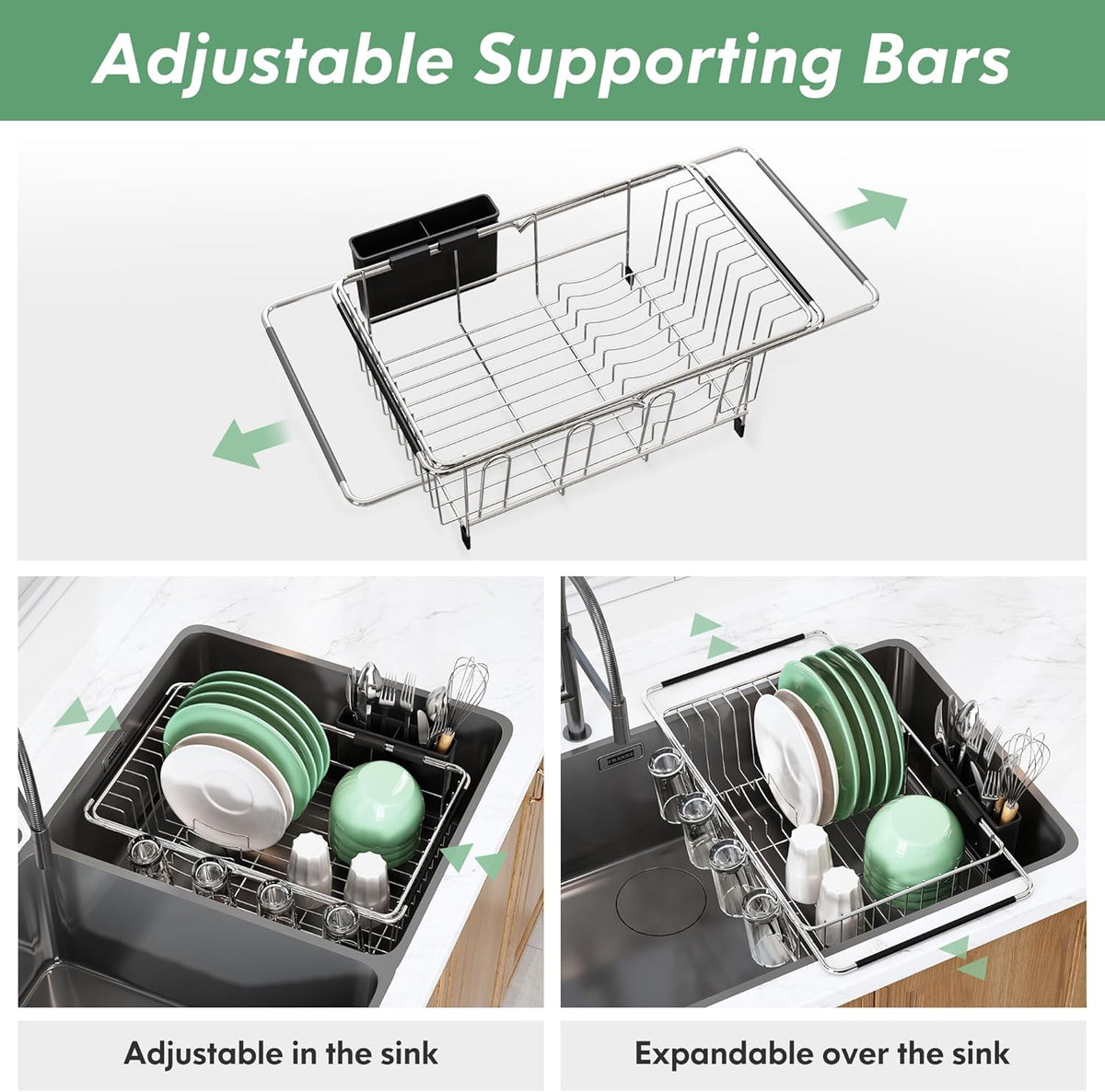 MAJALiS Dish Drying Rack in Sink - Small Dish Drainers for Kitchen Sink, Over The Sink Dish Racks